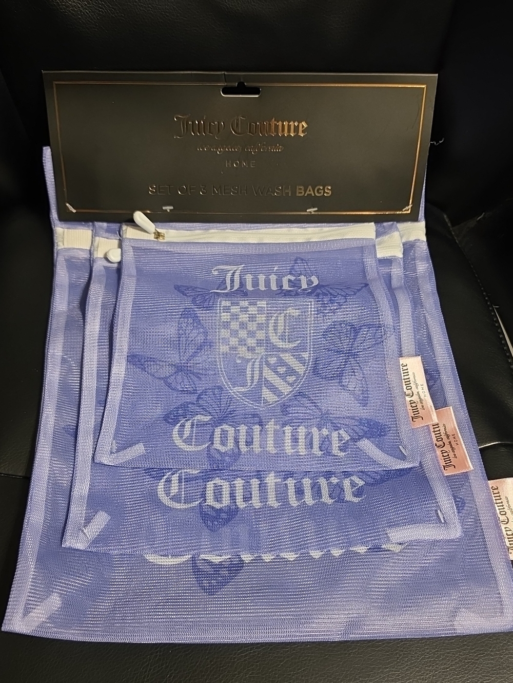 Juicy Couture Lavender Mesh Wash Bag Set
